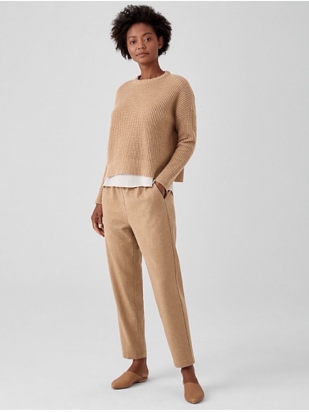 Nwt Eileen Fisher Soft Wool Flannel Tapered Ankle Pant